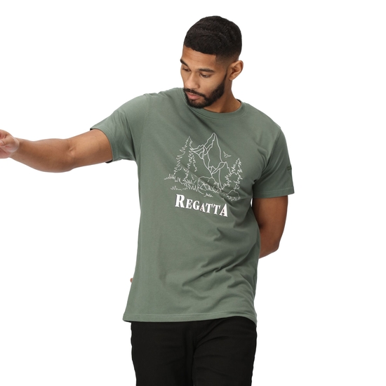 Men's Cline VII Graphic T-Shirt Dark Forest Green Mountain Scene