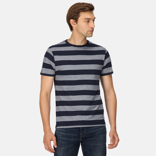 Men's Ryeden Striped T-Shirt Navy White Stripe 