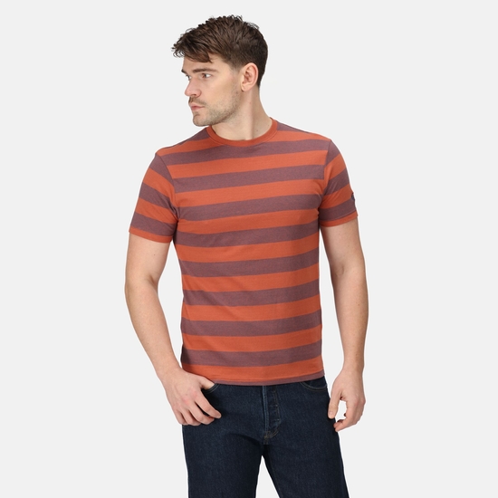 Men's Ryeden Striped T-Shirt Baked Clay Dark Denim Stripe 