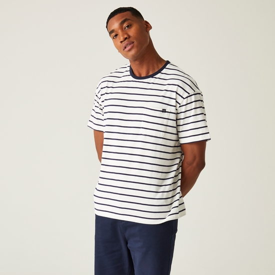 Men's Shorebay Tee II T-Shirt White Navy Stripe