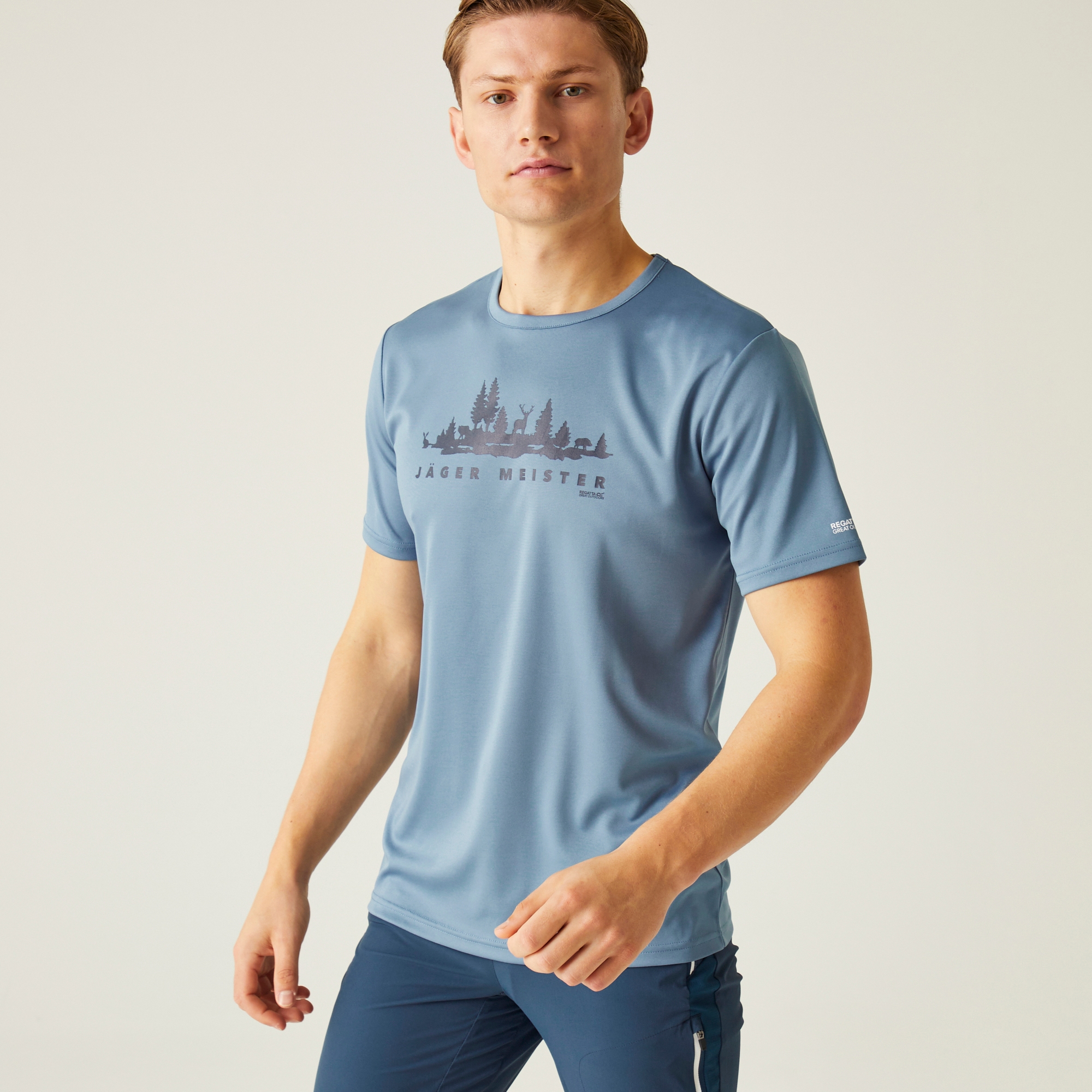 Regatta Męska koszulka Fingal Slogan III Niebieski