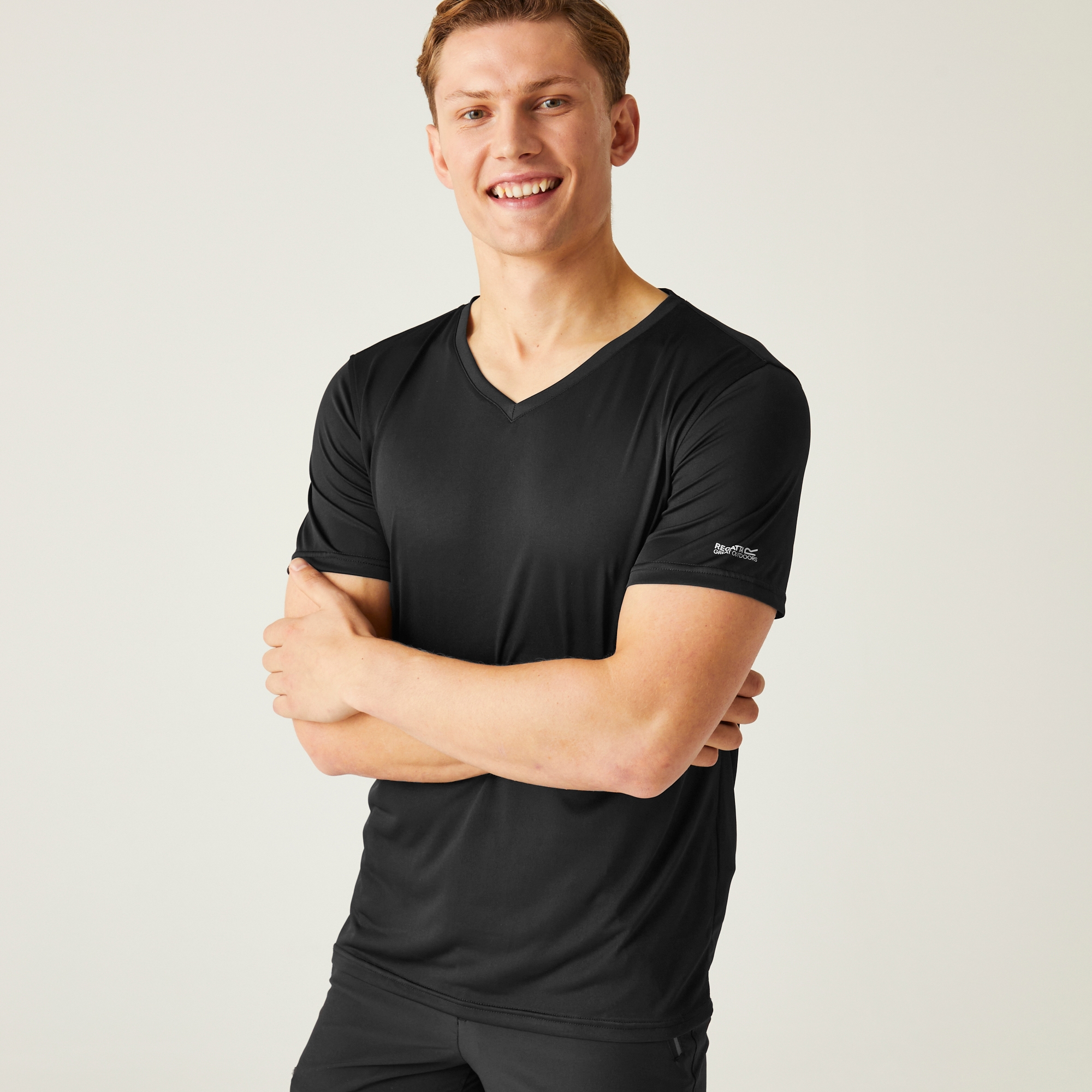 Regatta Męska koszulka Fingal V-Neck Czarny