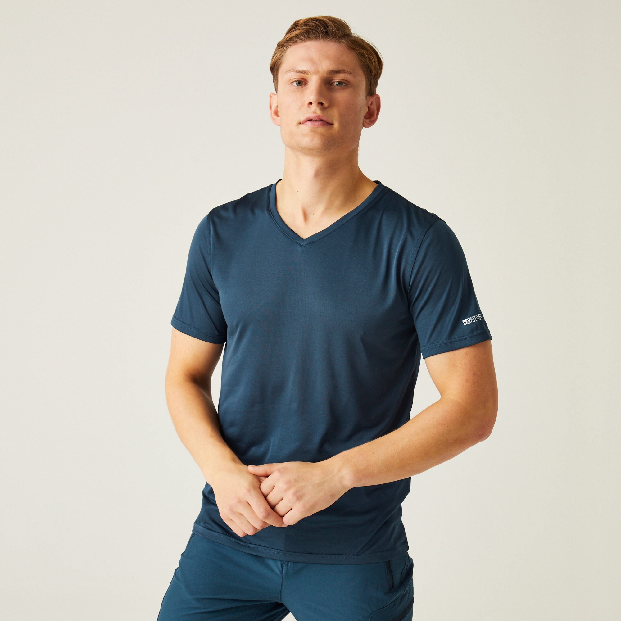 Regatta Męska koszulka Fingal V-Neck Ciemnoniebieski