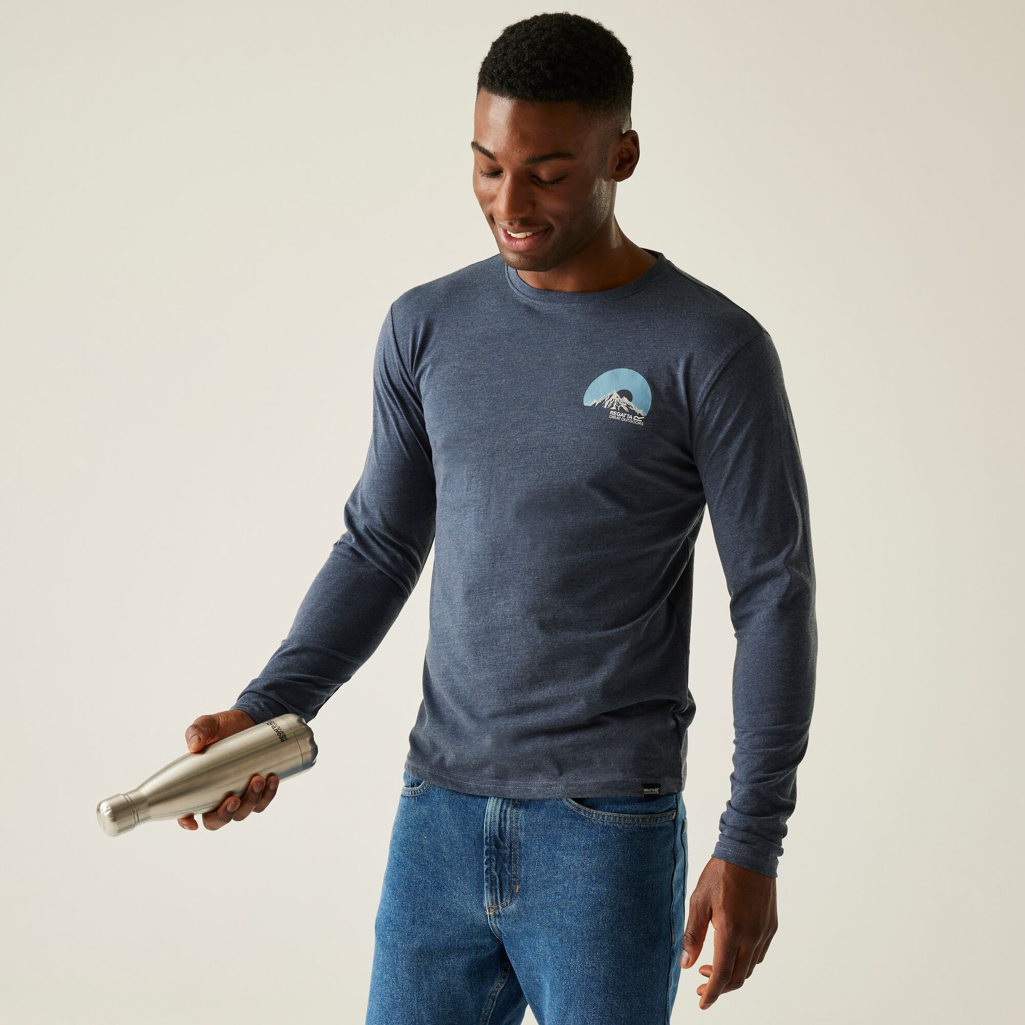 Regatta Koszulka męska z długim rękawem Maylow Niebieski