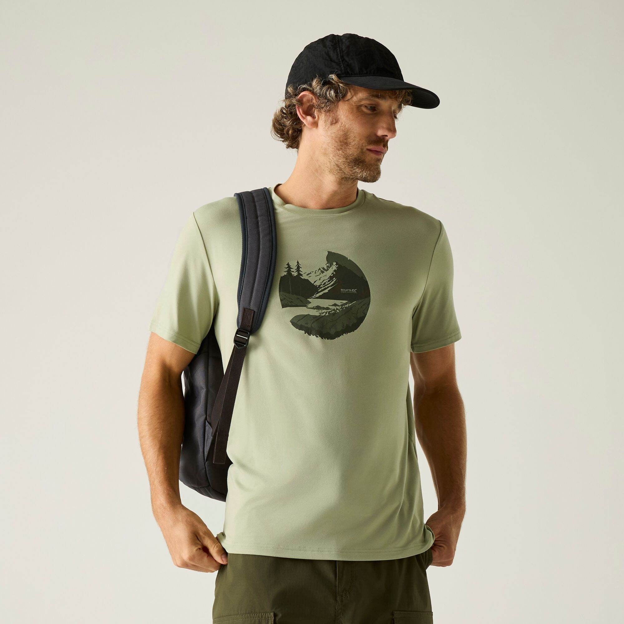 Regatta   Koszulka męska Fingal Stretch Graphic Zielony