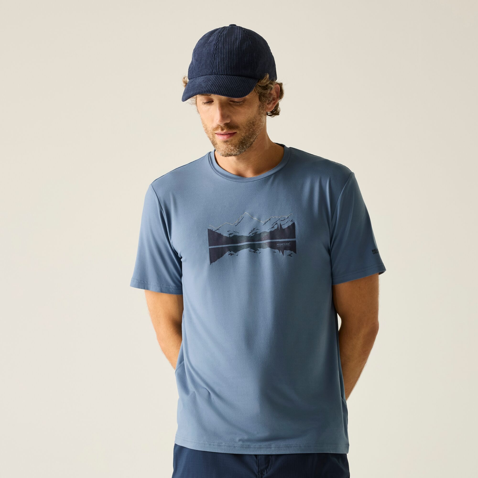 Regatta   Koszulka męska Fingal Stretch Graphic Niebieski