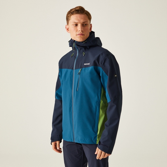 Men's Birchdale Waterproof Jacket Moroccan Blue Navy Piquant Green