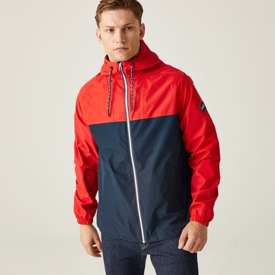 Men's Belcastel Waterproof Jacket Navy High Risk Red