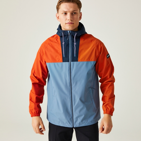 Men's Belcastel Waterproof Jacket Rusty Orange Coronet Blue Navy