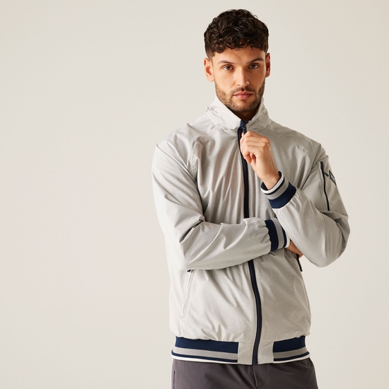 Men's Shorebay III Waterproof Jacket Silver Grey Linear Stripe