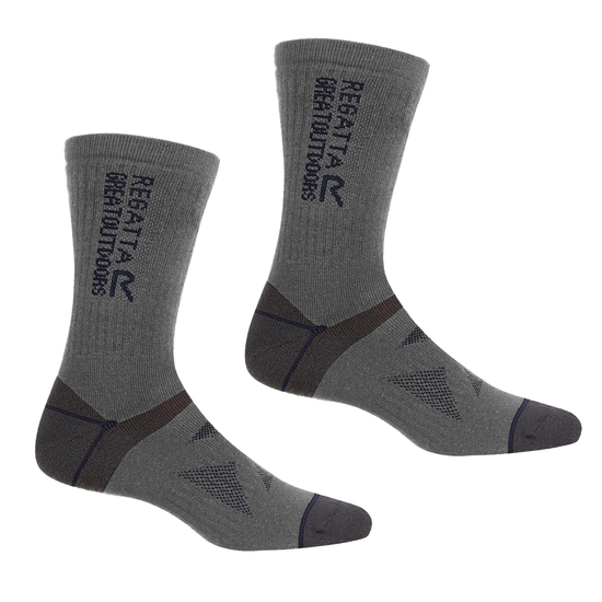 Pack de 2 paires de chaussettes de marche en laine  Gris