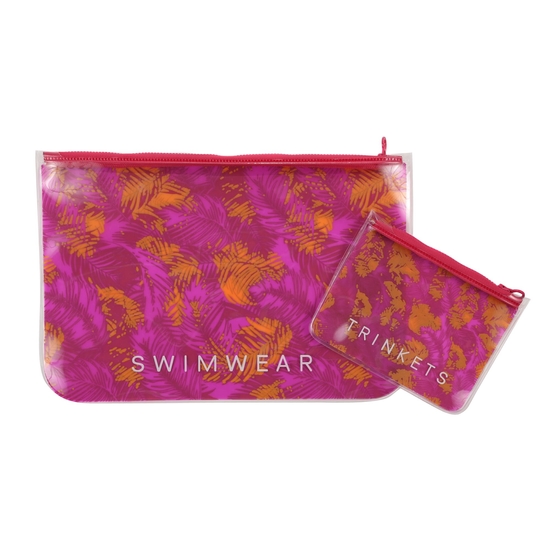 Women's Swim Wet Bag Set Pink Fusion Palm