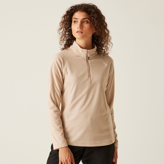 Women's Montes Lightweight Half-Zip Fleece Warm Taupe Blanc De Blanc