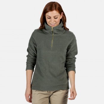 Women's Solenne Half Zip Stripe Fleece Thyme Leaf