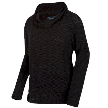 Quintia - Damen Fleece-Pullover - Wasserfallausschnitt Black