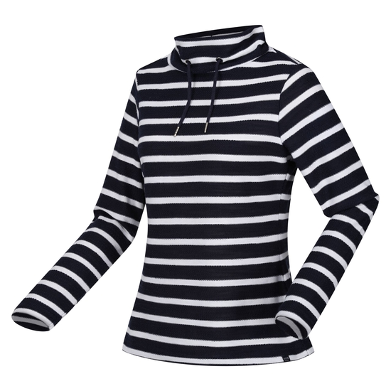 Women's Hensley Overhead Fleece Navy White Stripe