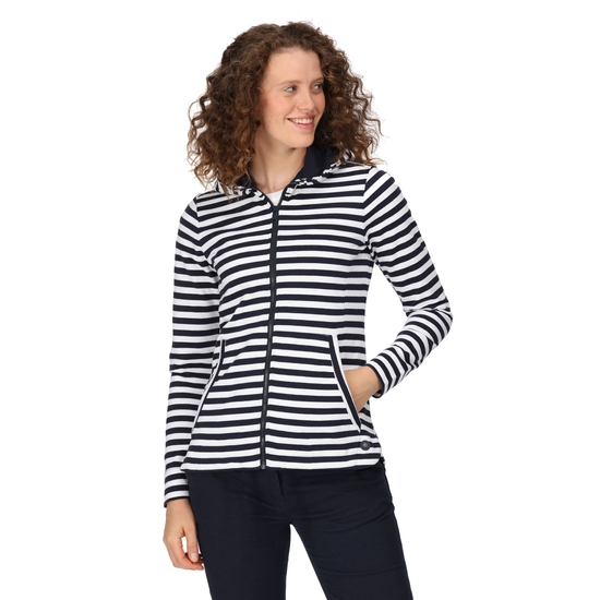Women's Bayla Full Zip Hoodie Navy White Stripe 
