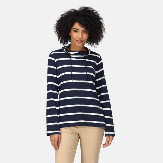 Women's Helvine Striped Sweatshirt Navy White Stripe 