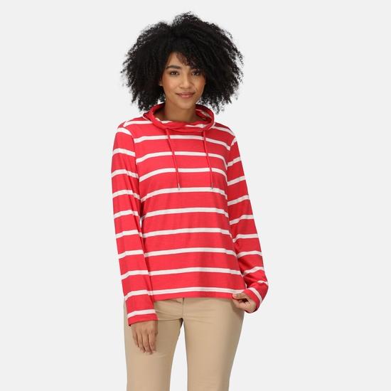 Women's Helvine Striped Sweatshirt Miami Red White Stripe 