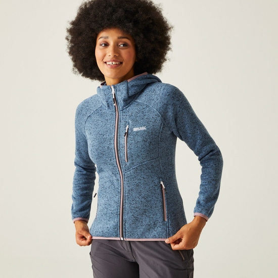 Women's Newhill Hooded Fleece Coronet Blue Heather Seal Grey