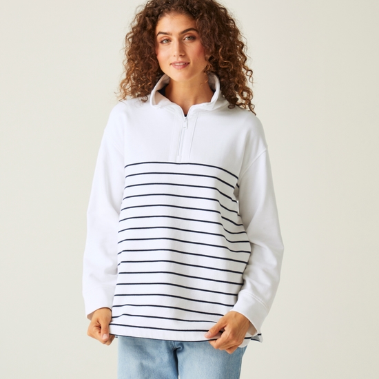 Bayletta Sweatshirt mit halblanger Knopfleiste für Damen Weiß