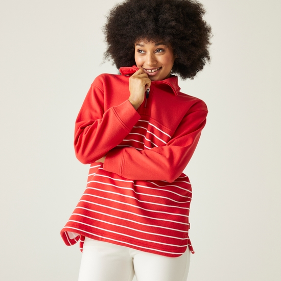 Bayletta Sweatshirt mit halblanger Knopfleiste für Damen Rot