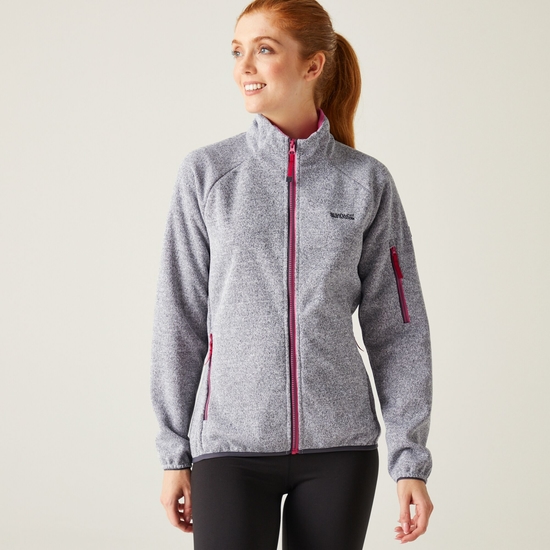 Women's Ravenhill Full Zip Fleece White Flamingo Pink Seal Grey