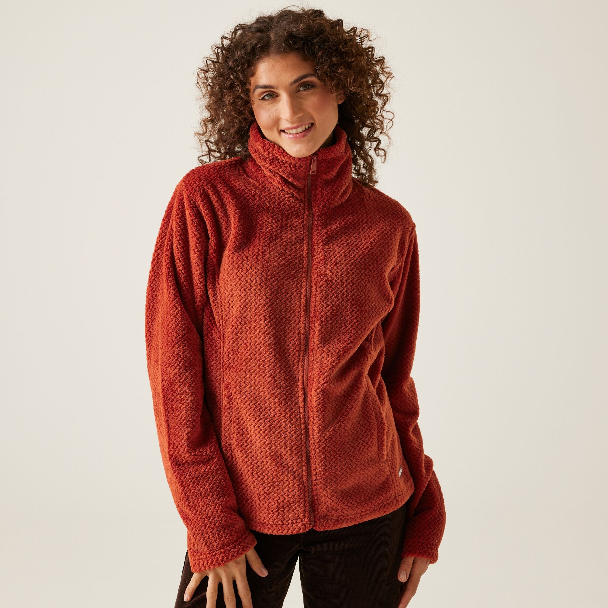 Regatta   Polar damski z suwakiem Heidy Fluffy Czerwony