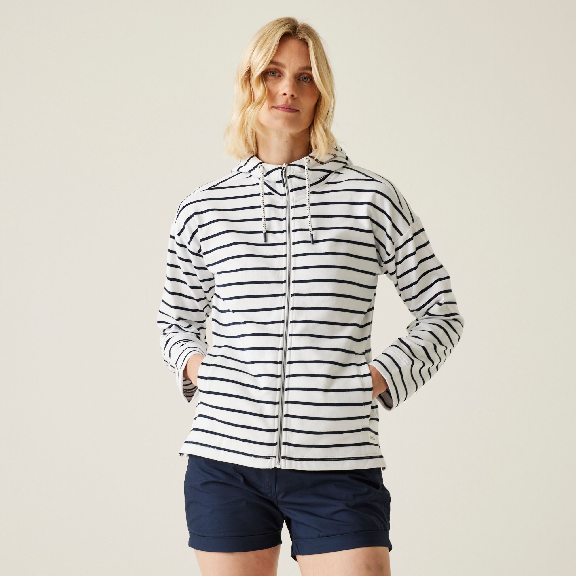Regatta Women's White Bayletta Ii Hoody Navy Stripe, Cotton, Size: 14