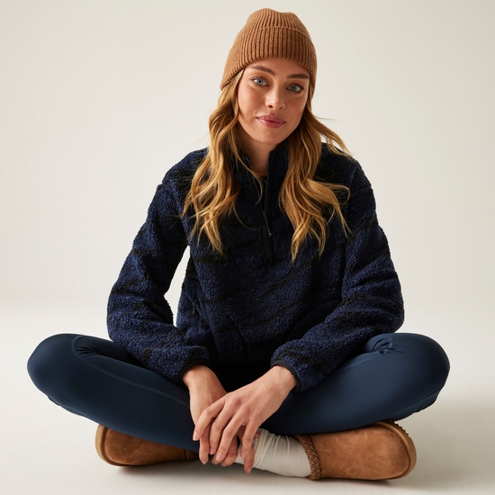 Frankie Borg-Fleece mit halblangem Reißverschluss für Damen Marine