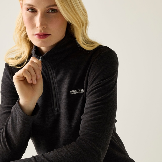 Women's Sweethart Marl Half Zip Fleece Black Seal Grey