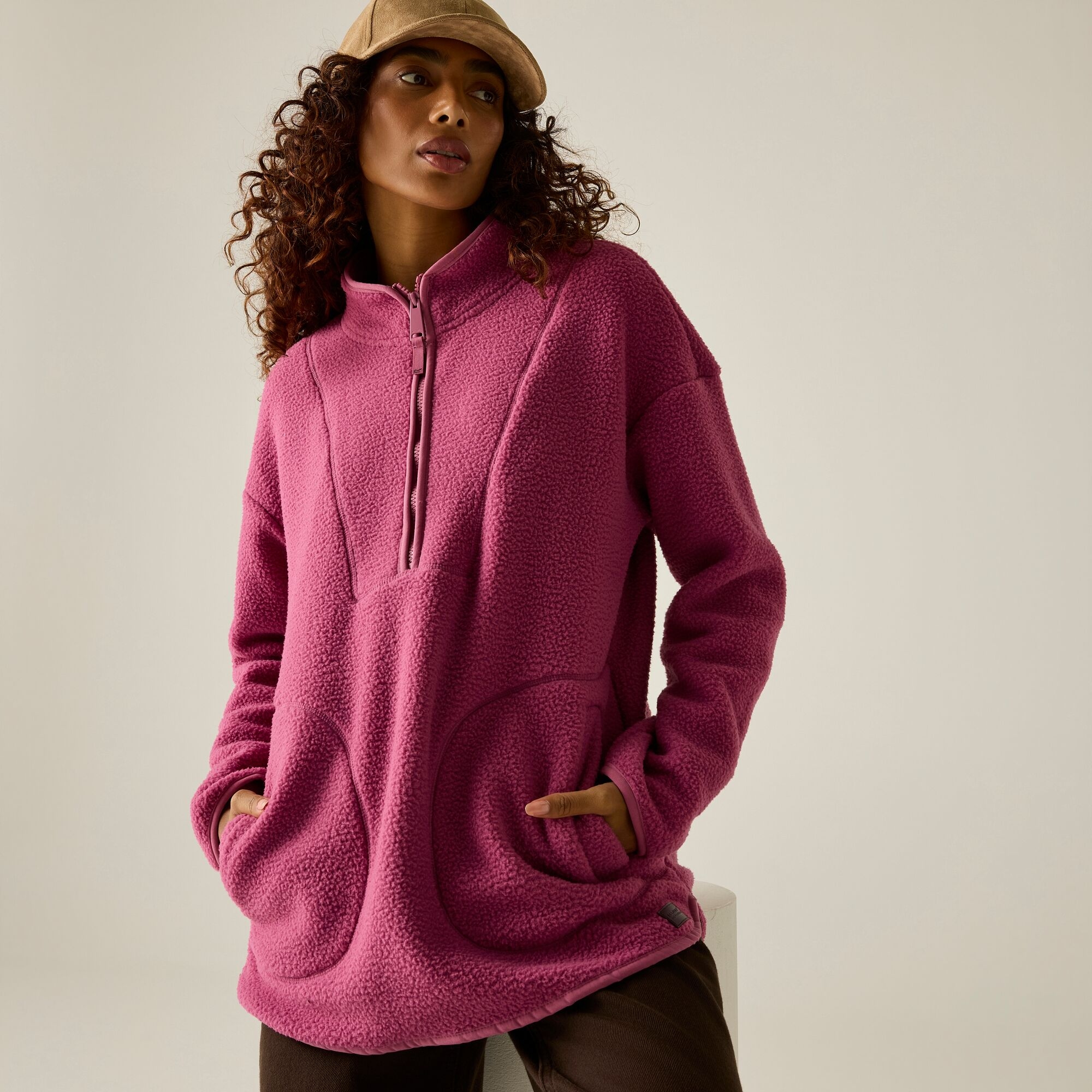 Regatta   Polar damski z suwakiem 1/2 Frankie Borg Longline Fioletowy