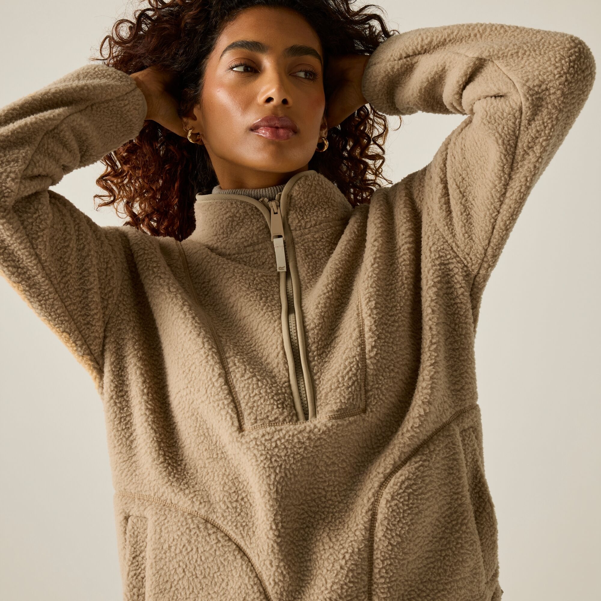 Regatta Women's Frankie Borg Longline Fleece - Beige Size 10