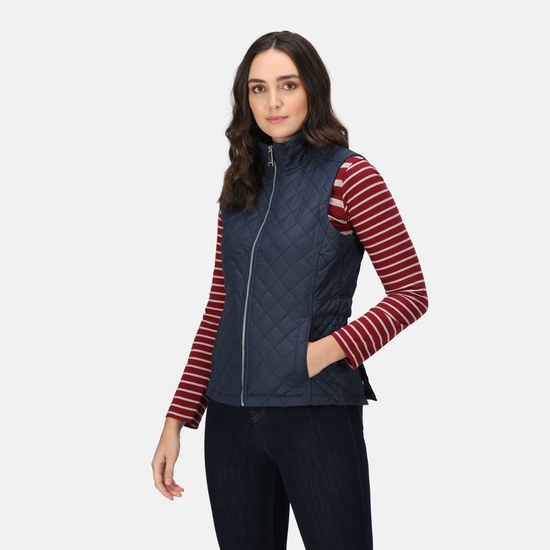 Women's Charleigh Quilted Bodywarmer Navy Check