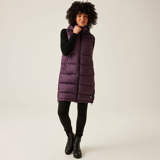 Ganella Femme Gilet baffled coupe longue Violet