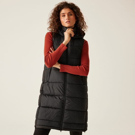 Ganella Femme Gilet baffled coupe longue Noir