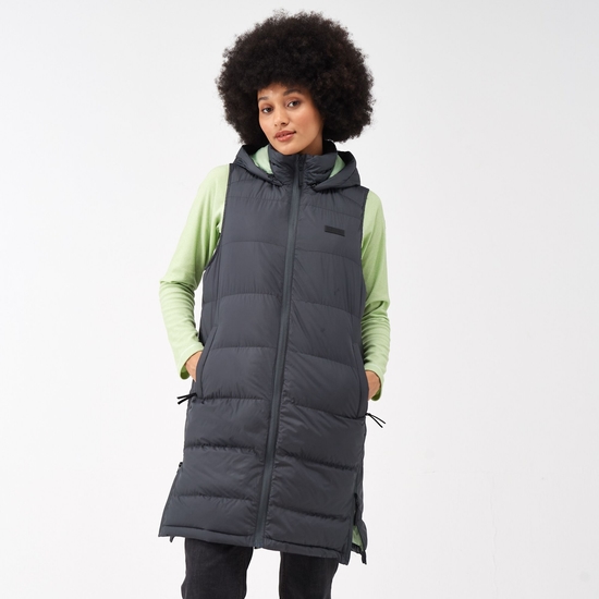 Ganella Baffle-Weste mit langem Schnitt für Damen Grau