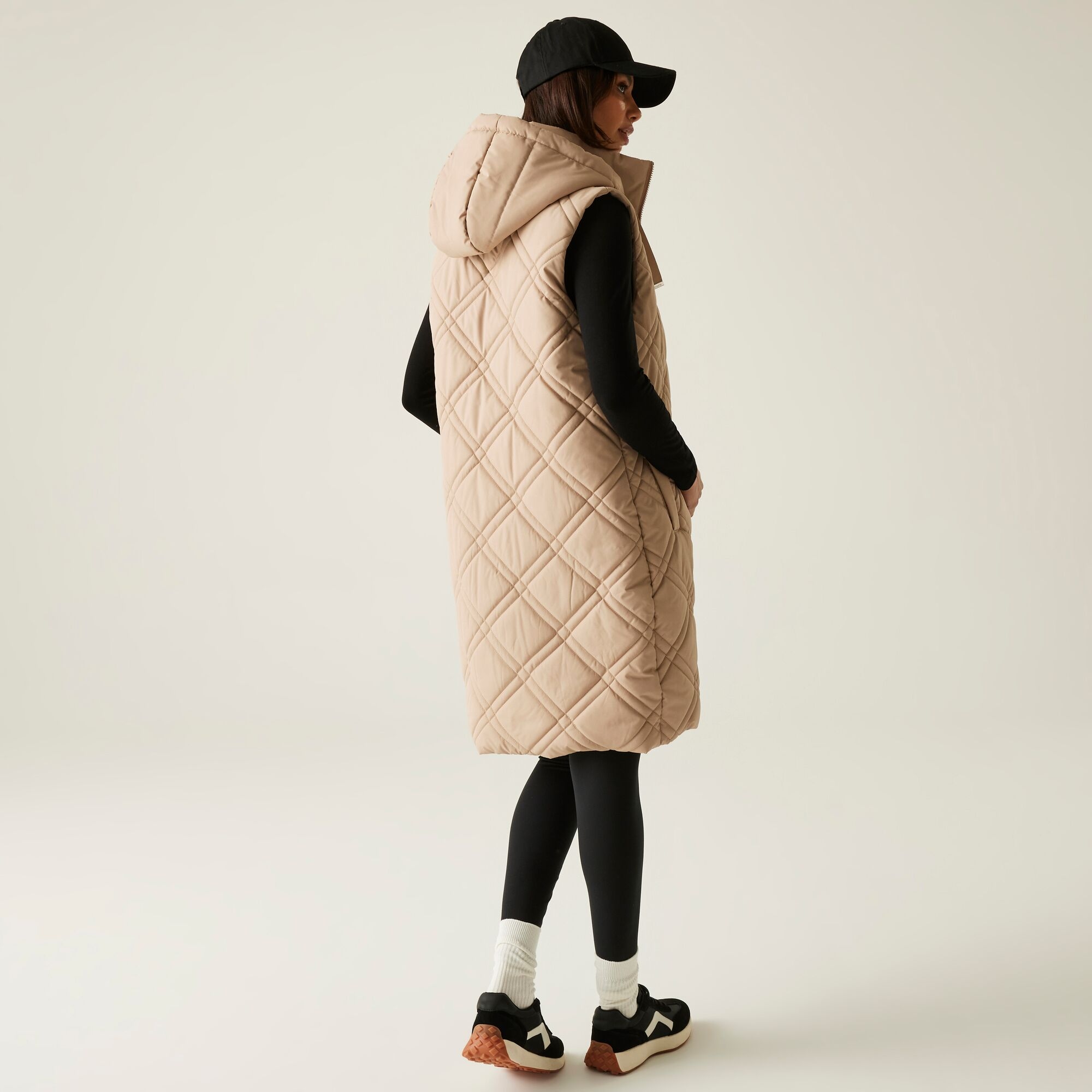 Kamizelka damska ocieplana długa Rurietta Beżowy