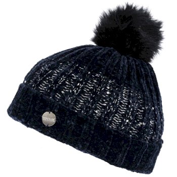navy bobble hat womens