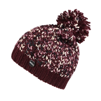 Women's Lorelai II Chunky Acrylic Knit Bobble Hat Burgundy