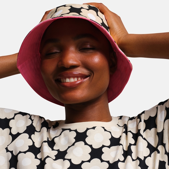 Orla Kiely Reversible Floral to Block Colour Bucket Hat Noir