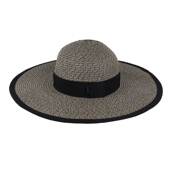 Women's Straw Sun Hat Bucket Hat Black Natural Straw