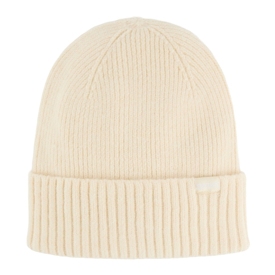 Gerippte Basic Beanie für Damen Creme