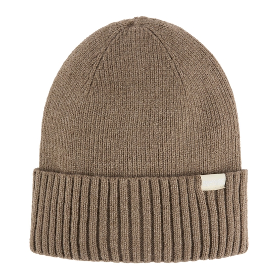 Gerippte Basic Beanie für Damen Braun