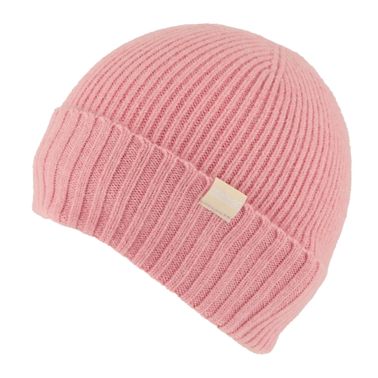 Gerippte Basic Beanie für Damen Rosa