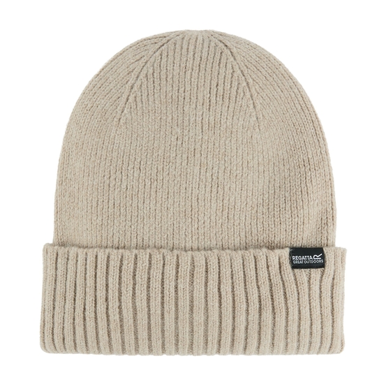 Gerippte Basic Beanie für Damen Beige 