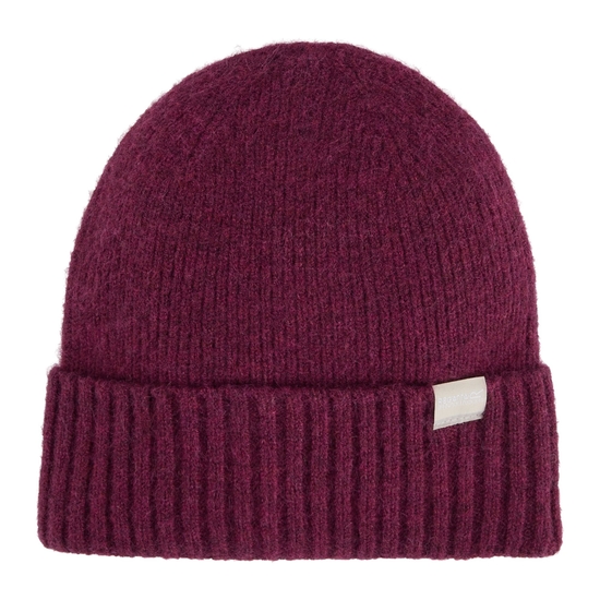 Gerippte Basic Beanie für Damen Burgund