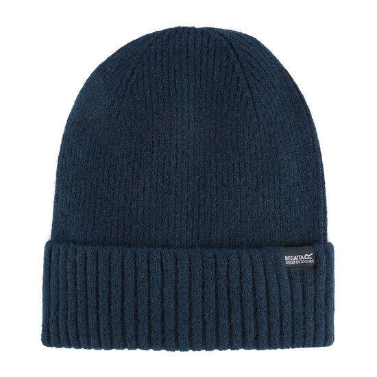 Gerippte Basic Beanie für Damen Marine