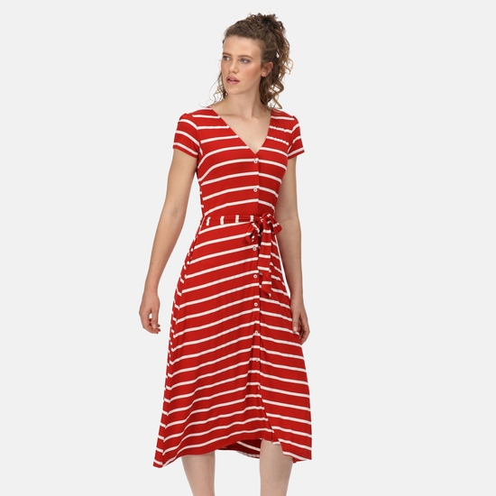 Women's Maisyn Stripe Shirt Dress True Red White Stripe