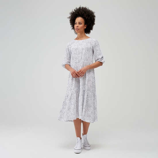 Women's Briella Long Sleeve Printed Dress White Ditsy
